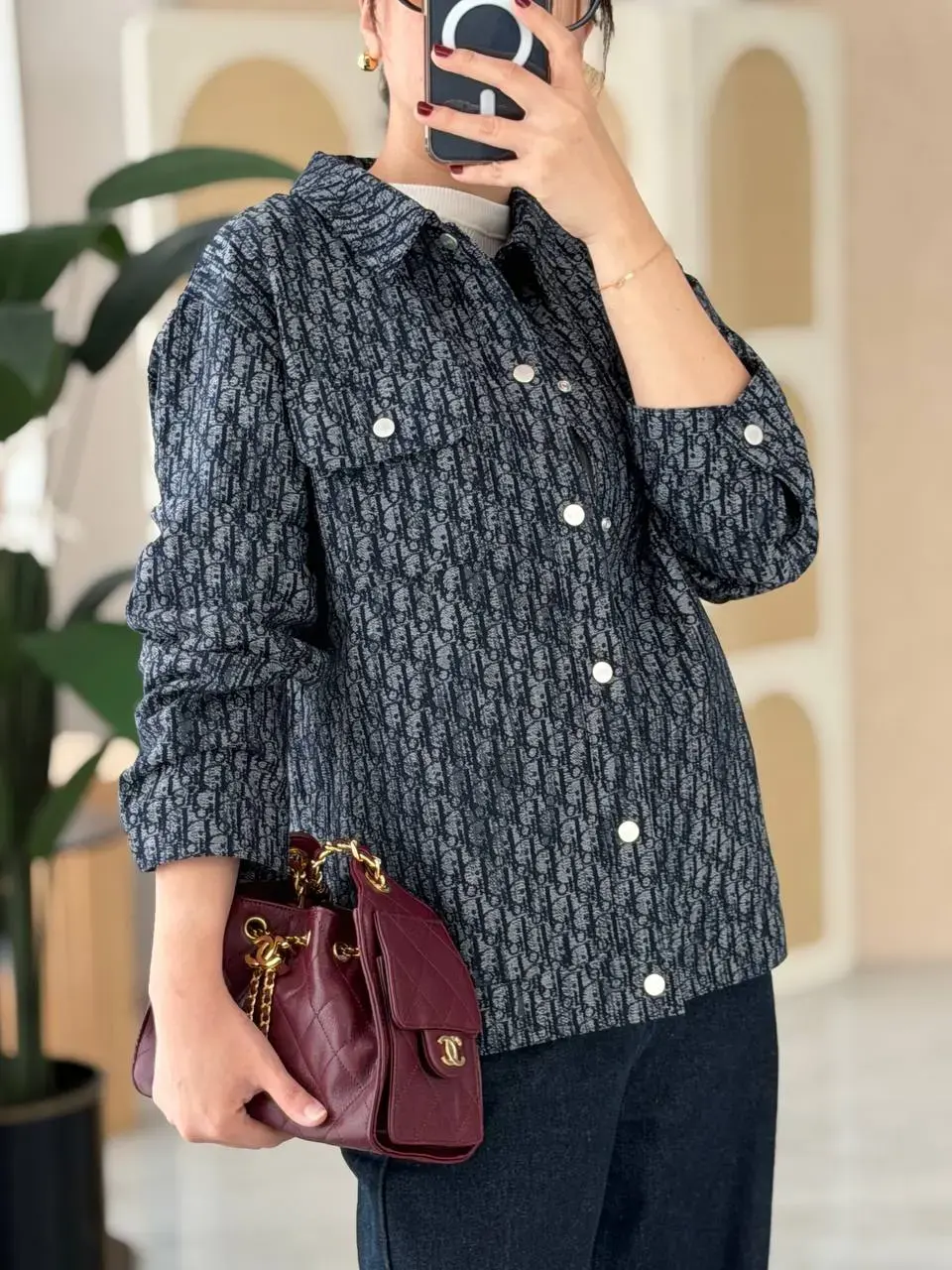 DIOR Blue Dior Oblique Cotton Gabardine Jacquard with Distressed Effect - photo 4