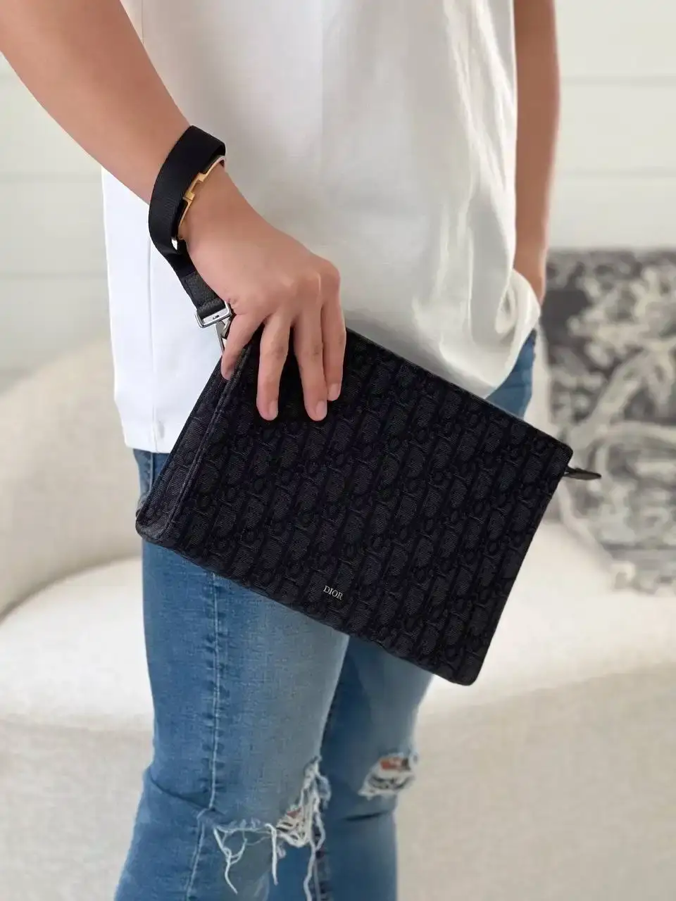 DIOR A5 Triangle Pouch  Oblique Black - photo 3
