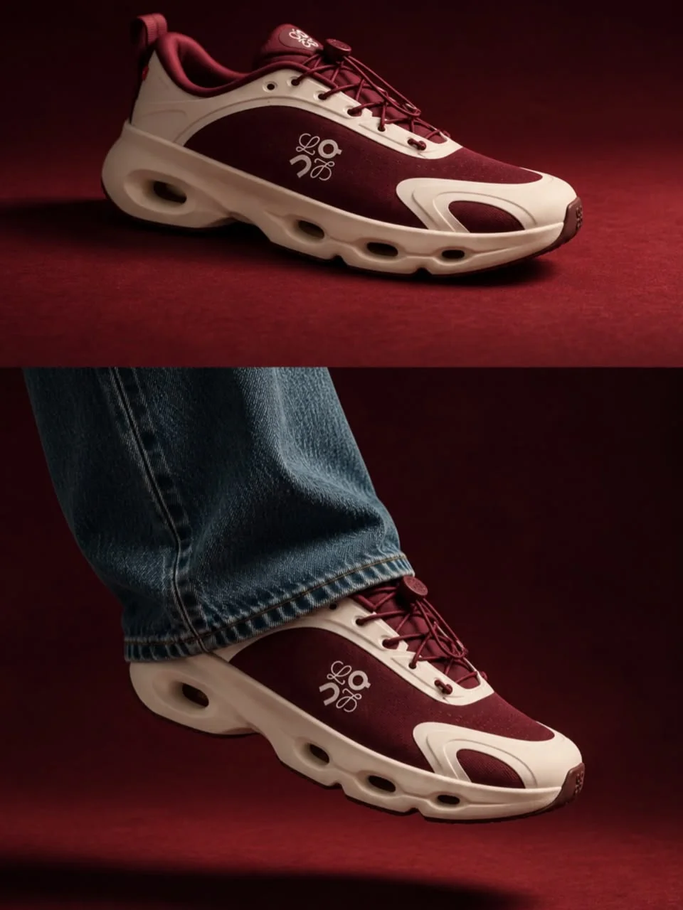Loewe X On Cloudsolo Sneaker Woman Burgudy / Eggshell - photo 7
