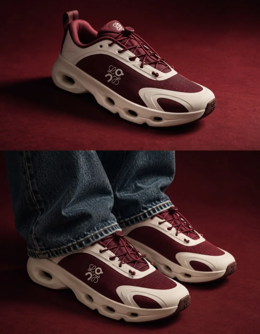 Loewe X On Cloudsolo Sneaker Woman Burgudy / Eggshell - photo 8