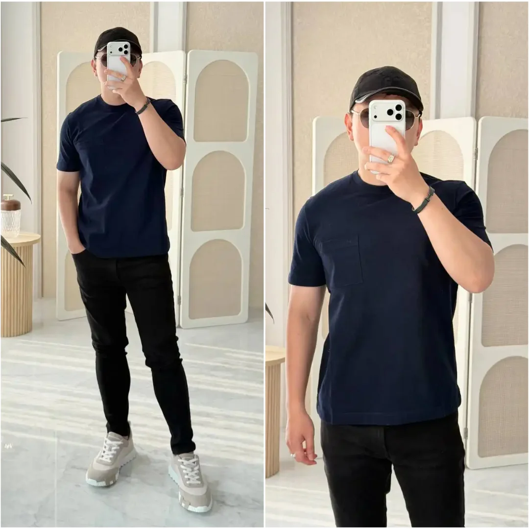 Hermes Hermes H Embroidered Tshirt Marine