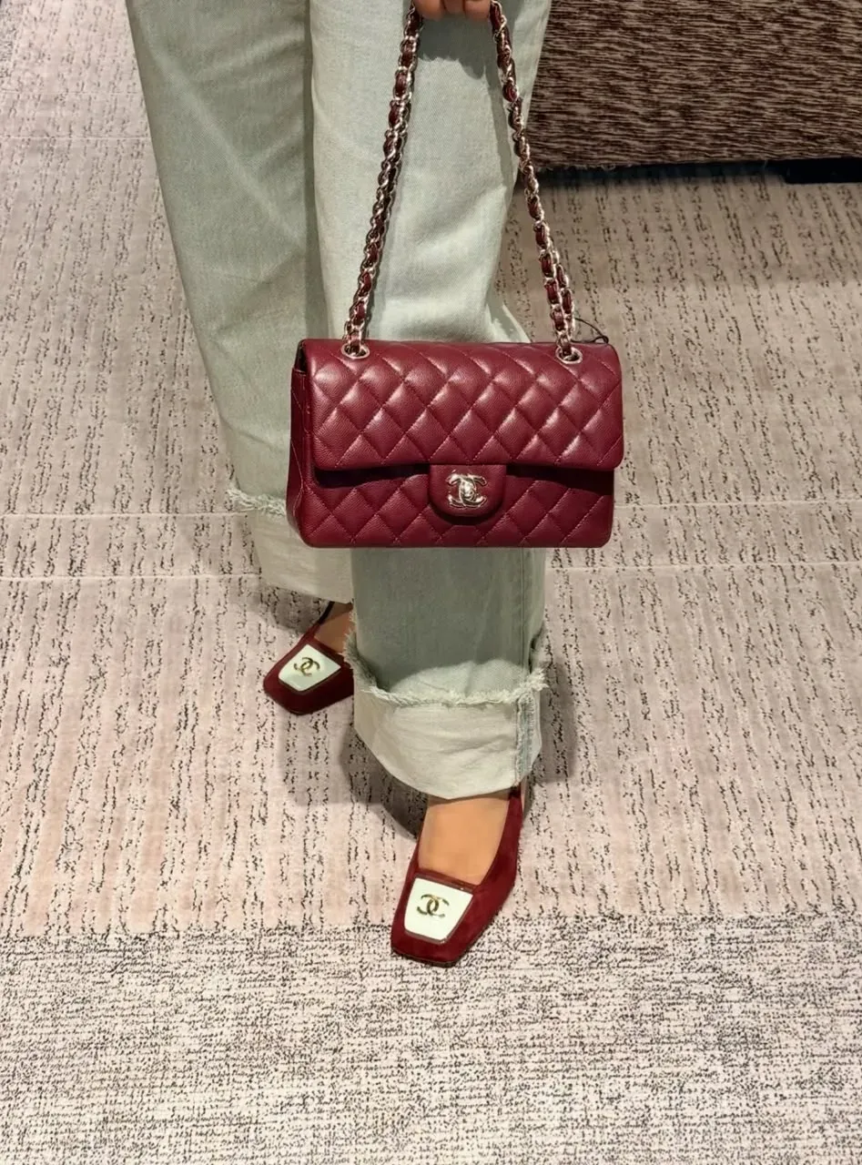 Chanel Slingback Square Velvet Burgundy - photo 6