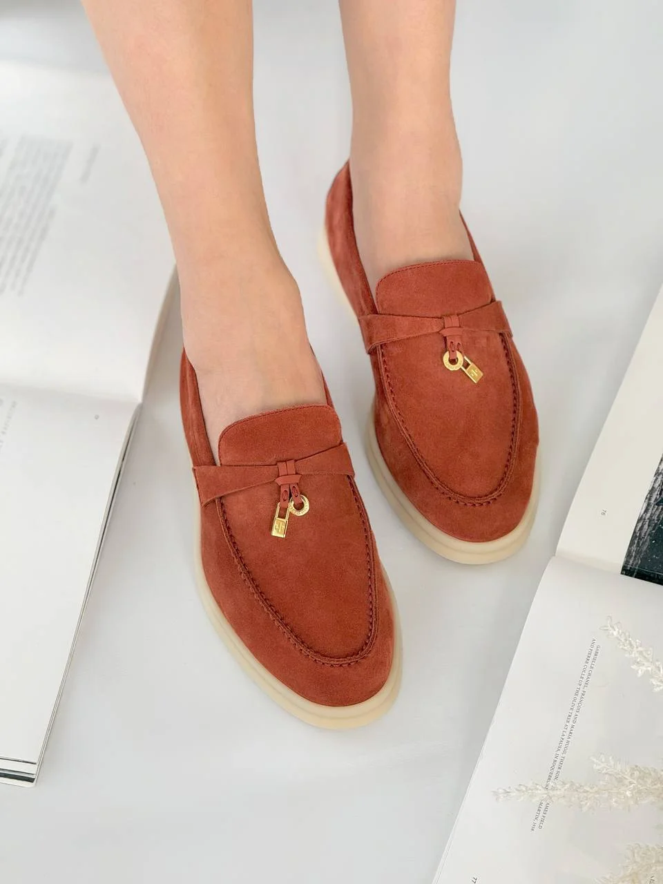 Loro Piana Loro Piana Summer Charm Walk Suede Spiced Pumpkin
