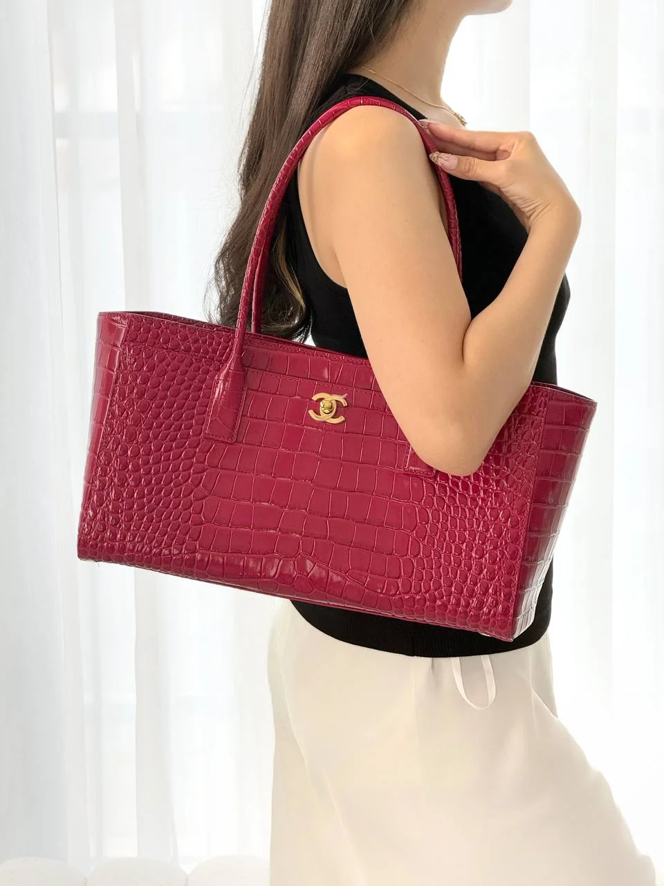 Chanel Executive Tote Regular Croco Pink GHW - photo 5