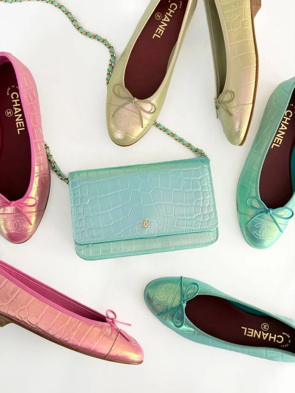 Chanel Ballerine Green Croco Patent Iridescent - photo 7