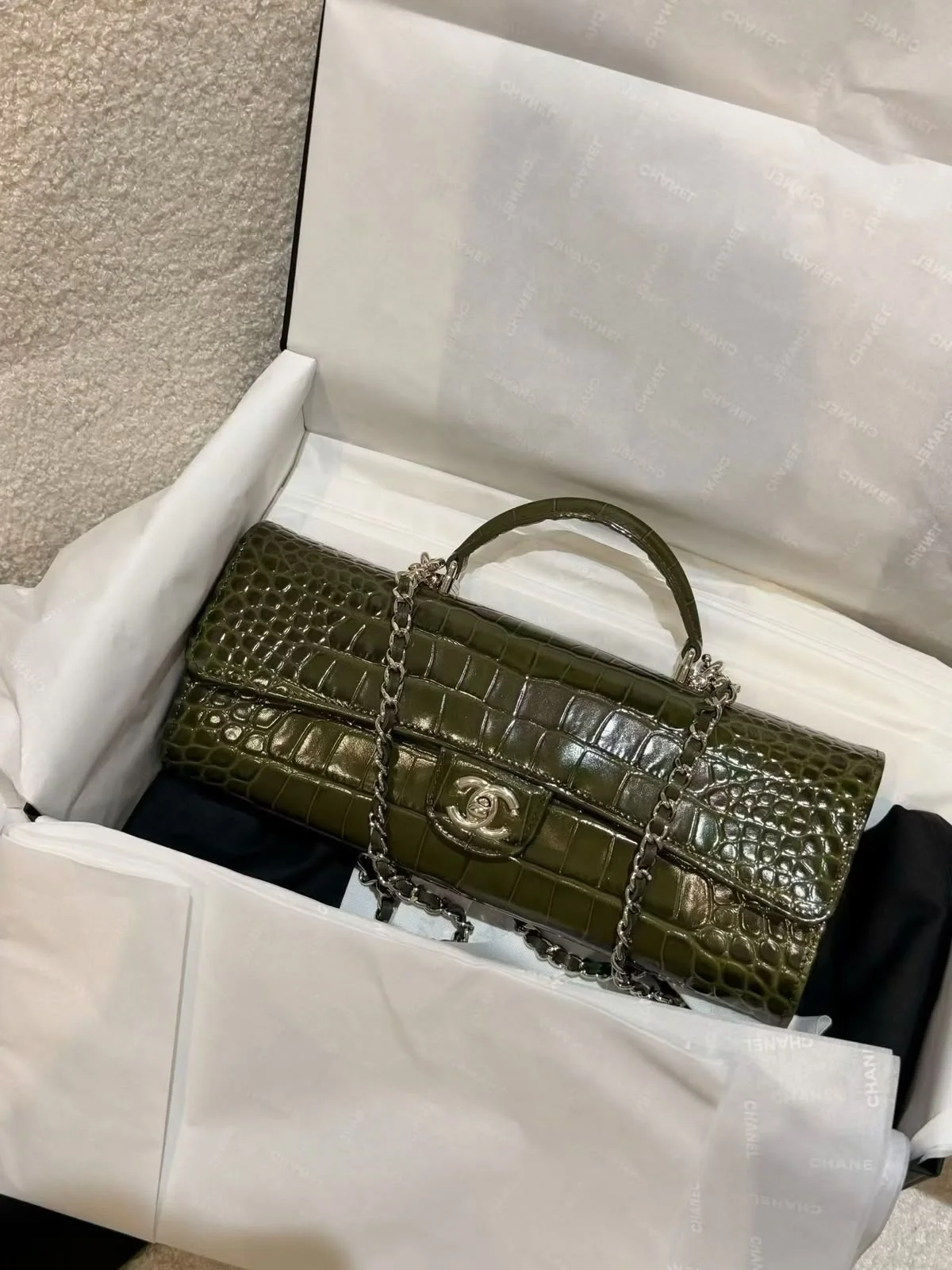 Chanel Classic Long Clutch Croco Green - photo 8