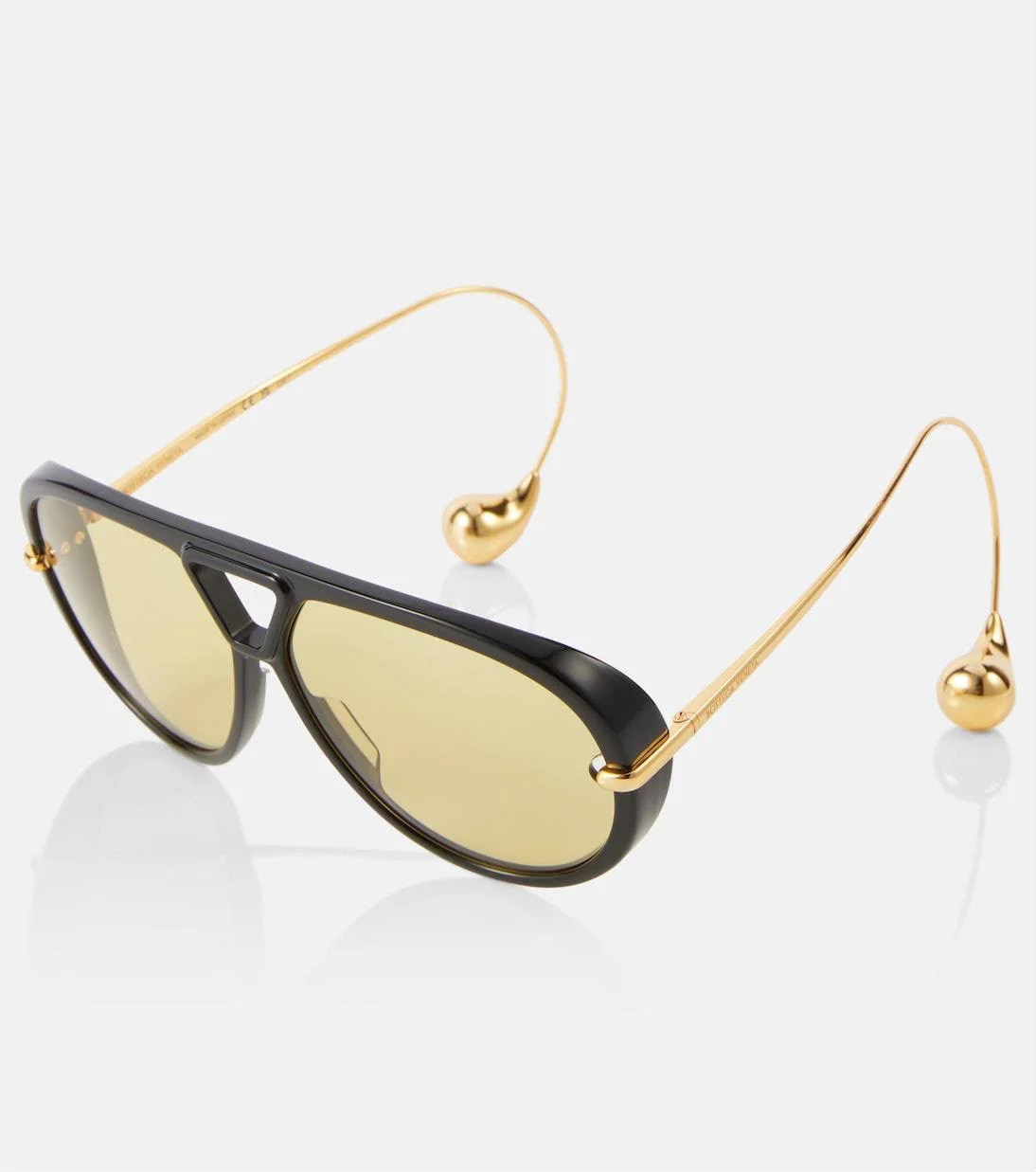 Bottega Veneta Drop Aviator Sunglasses Black / Yellow - photo 4