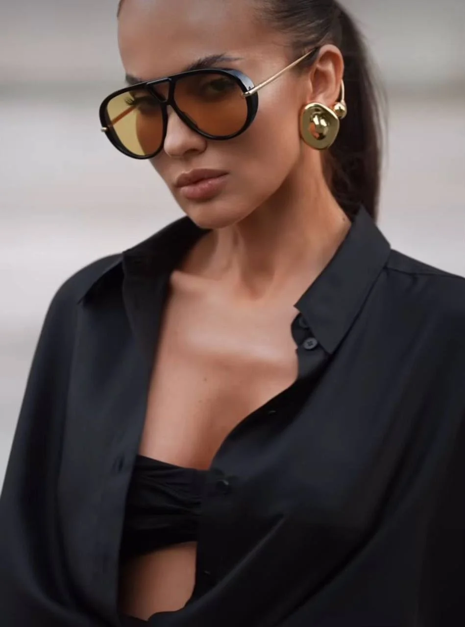 Bottega Veneta Drop Aviator Sunglasses Black / Yellow - photo 16