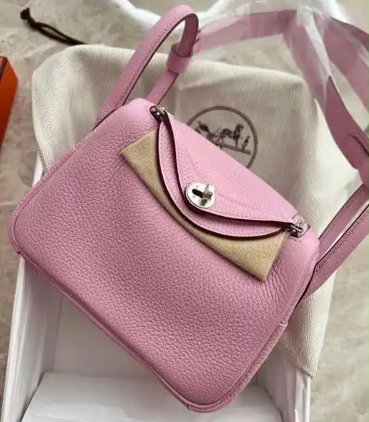 Hermes Hermes Lindy Mini II / Mini Lindy Clemence Mauve Sylvestre PHW