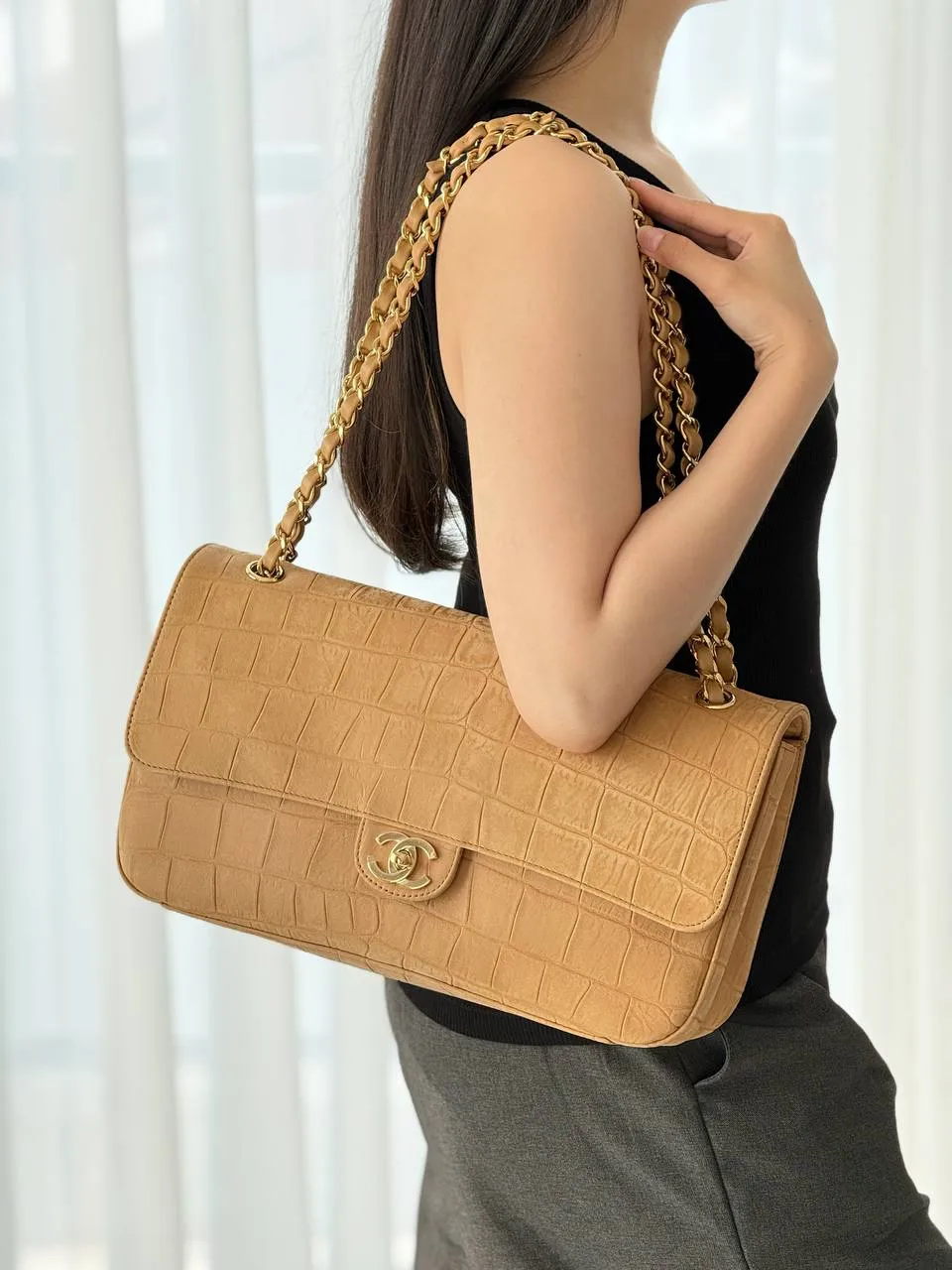 Chanel Maxi Flap XL 32cm Croco Caramel GHW - photo 4
