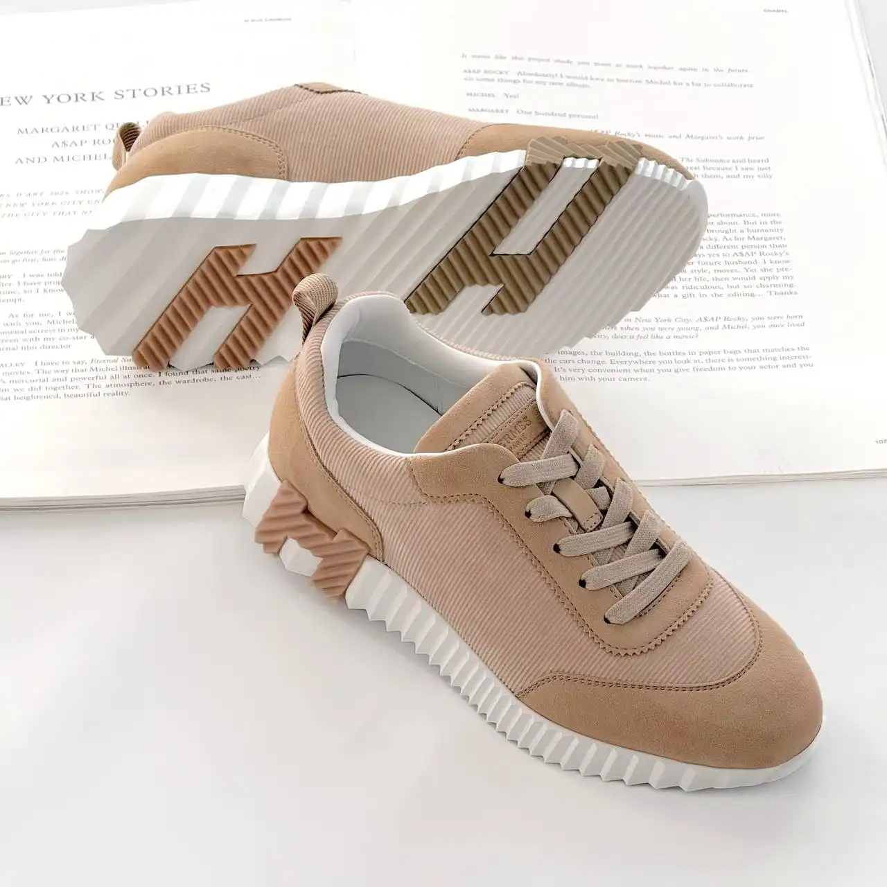 Hermes Hermes Bouncing Sneaker Mesh Beige Camel