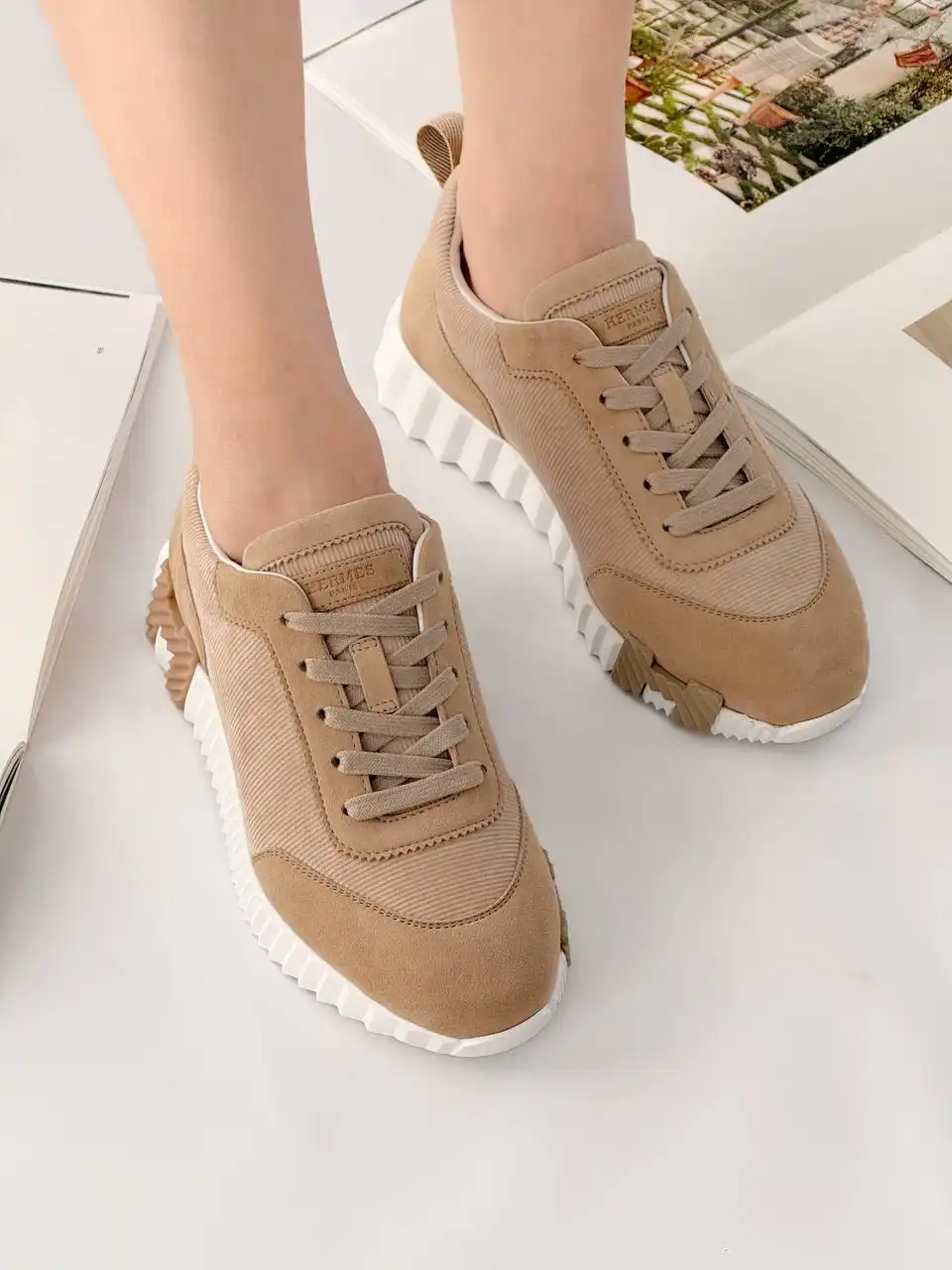 Hermes Bouncing Sneaker Mesh Beige Camel - photo 3