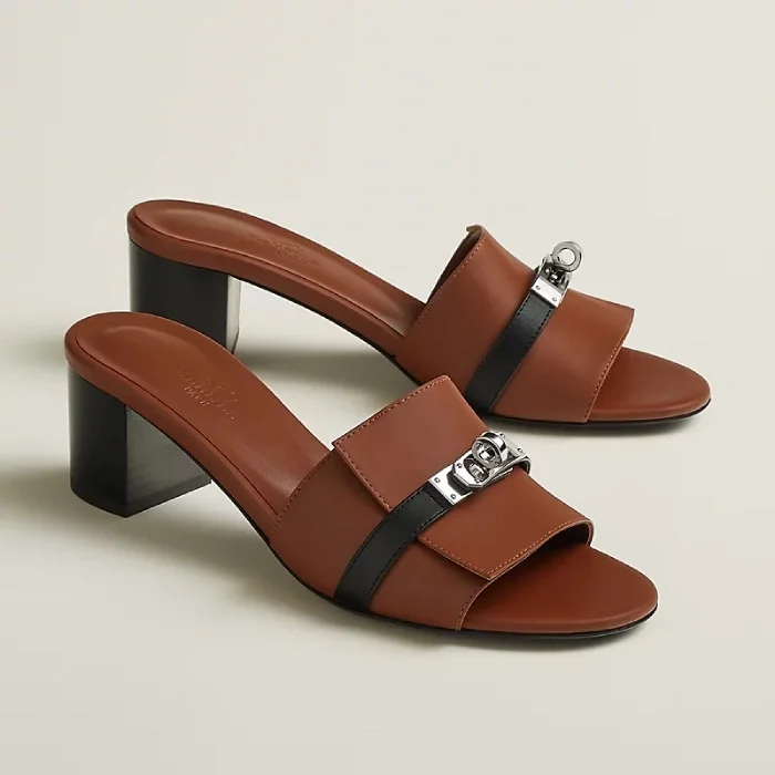 Hermes Gigi 50 Sandal Gold / Noir Black PHW - photo 5