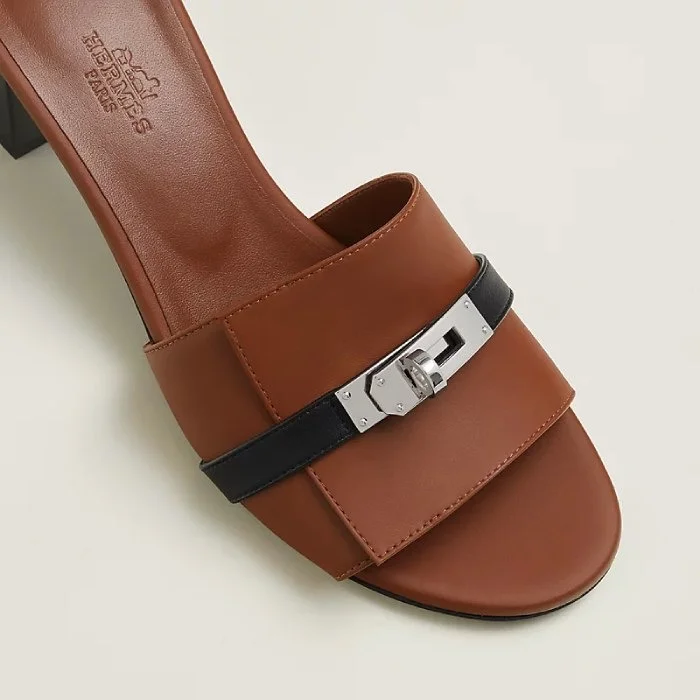 Hermes Gigi 50 Sandal Gold / Noir Black PHW - photo 6