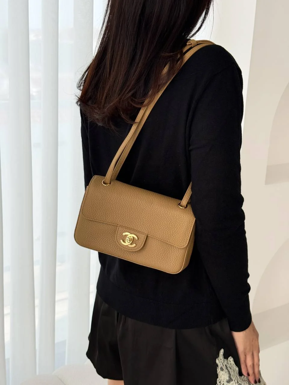 CHANEL Chanel Mini Classic Flap Leather Dark Beige GHW