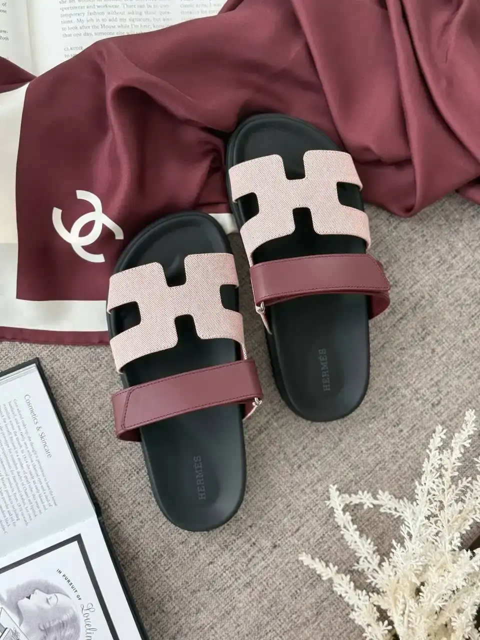 Hermes Hermes Chypre Sandal Canvas Rouge H
