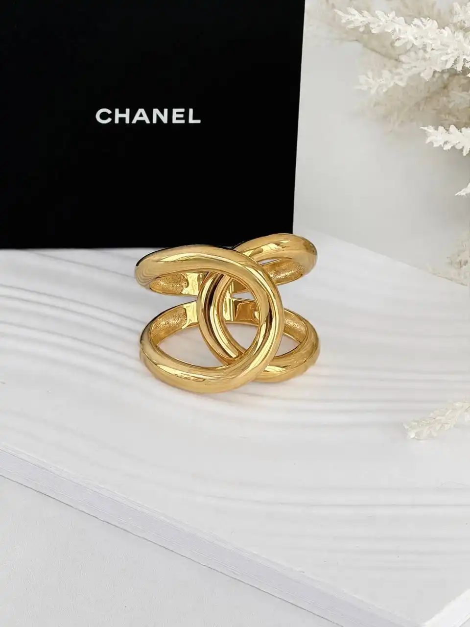 CHANEL Chanel Classic Bangle CC Gold