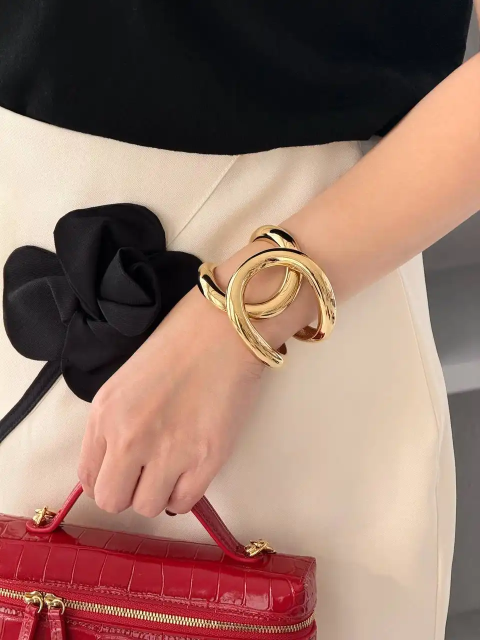 CHANEL Chanel Classic Bangle CC Gold