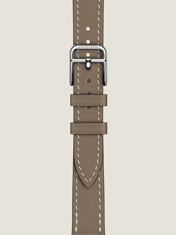 Hermes Apple Watch Series 12 42mm PHW - Leather - Attelage Etoupe