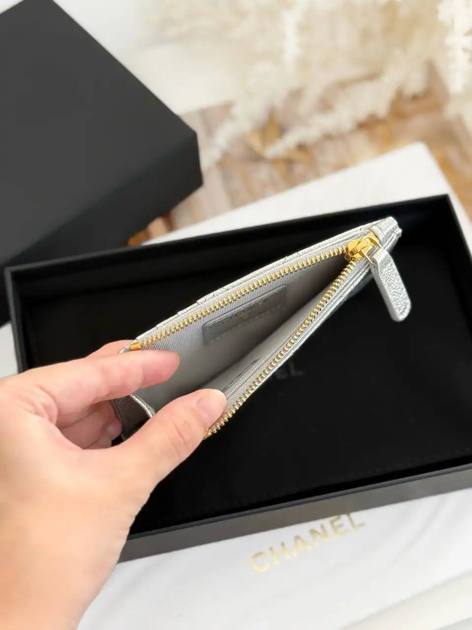 Chanel Classic Mini Thin Wallet Silver GHW - photo 3